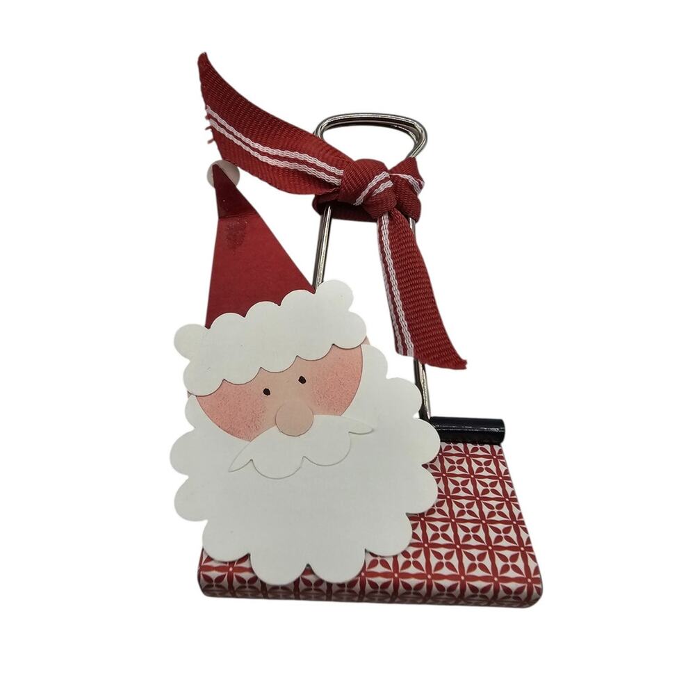 Handmade Santa Claus (binder clip) Photo Holder Christmas Holiday Red White